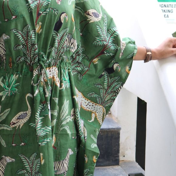 BRAND NEW Tiger Print Cotton Kaftan free size - Picture 3 of 4